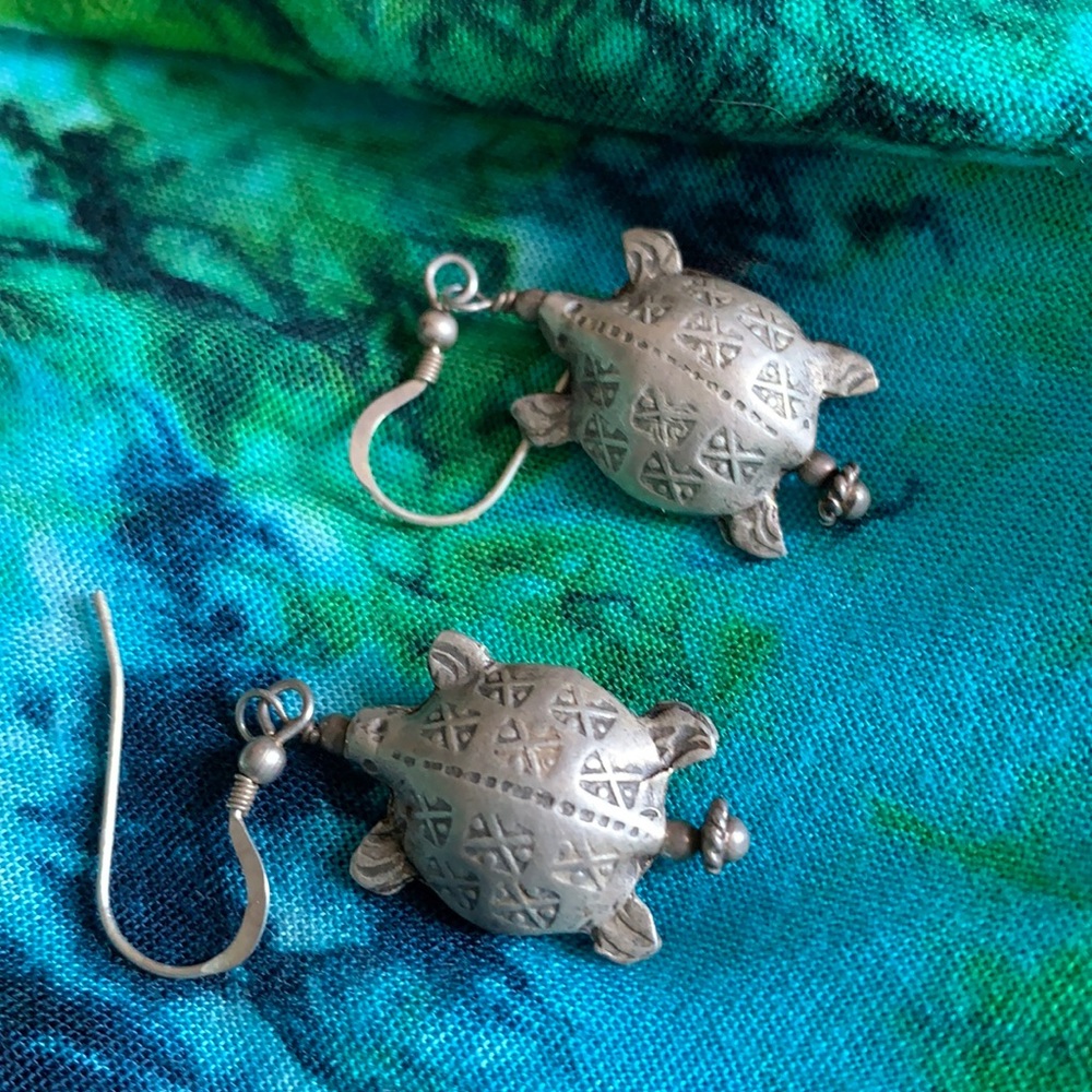Silver Turtle Earrings